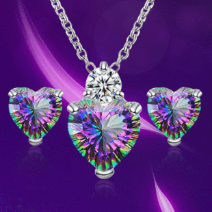 Cross-Border Aliexpress Fashion Necklace Earrings Jewelry Set Wedding Jewelry Bridal Zircon Necklace Set Pendant