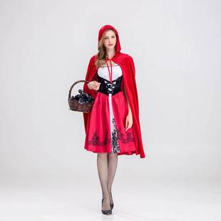 S-3XL Plus Size European and American Halloween Cape Little Red Riding Hood Costume cosplay Role Playing Game Uniform