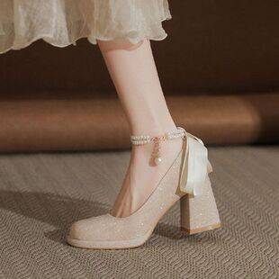 Summer New Style High-Heeled Shoes with Skirts for Women 2026 Fairy Style Cheongsam New Chinese Style Wedding Shoes Bride Bridesmaid Shoes