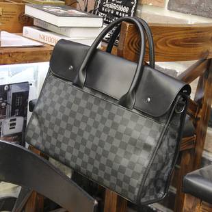 New Plaid Handbag Horizontal Business Briefcase Computer Bag Casual Crossbody Bag Men's Korean-style Shoulder Bag
