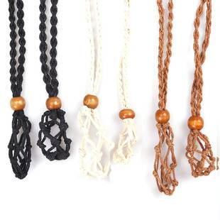 Natural Crystal Rolling Stone Net Pendant DIy Crystal Handmade Braided Rope Pendant Necklace Wholesale Factory Supply