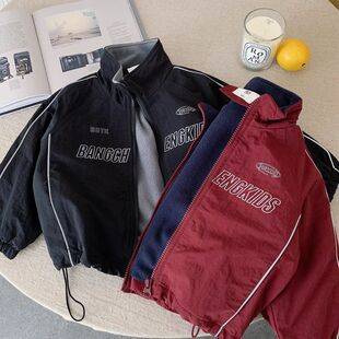 Children's Fleece Jacket Men's 2025 Winter New Kidsren's Letter Windbreaker Short Baby Windproof Jacket Women's Style