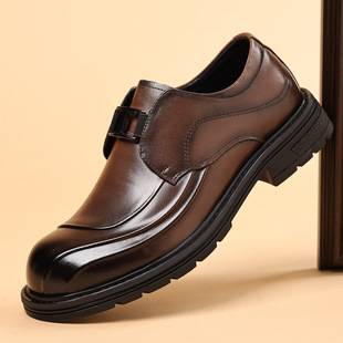 New first-layer cowhide business men's shoes genuine leather formal casual single-layer shoes men's commuter big-head thick-soled leather shoes for generation