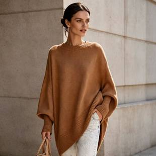 European and American cross-border 2026 autumn and winter round-neck pullover plus-size knit sweater, loose and casual style, solid color women's sweater
