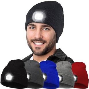 Amazon Explosions LED Warm Lighting Knitted Hat Night Hat Fishing Hat Luminous Led Knitted Hat Outdoor