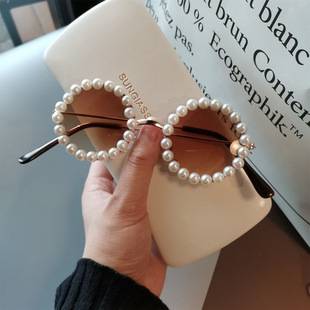 Pearl handmade children's sunglasses female parent-child style girls' UV protection baby glasses trendy sunglasses female baby fashion