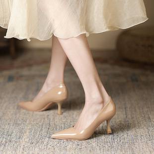 7955-9 sexy patent leather French high heels women 2025 spring new pointed stiletto heel solid color high heels women