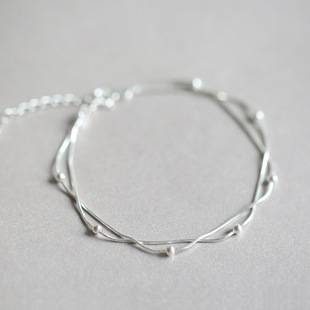 2023 Bracelet Women's Fashion Double-layer Matte Small Ball Design Niche Simple Sweet Small Light Bead Silver Jewelry