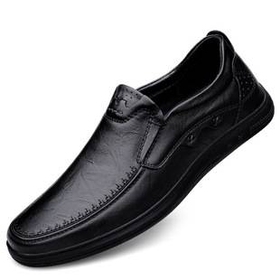 2026 Autumn Men's Genuine Leather Shoes, All-Season Style, First Layer Cowhide, Soft Leather, Soft Sole, Breathable Business Shoes, Dad Shoes