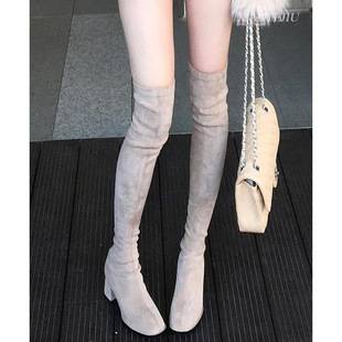 High-Heeled Over-The-Knee Boots for Women 2025 New Autumn and Winter Suede Elastic Slim Boots High Boots Popular Boots