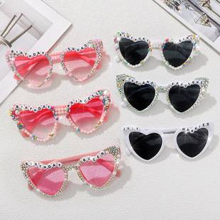 Cross-border European and American birthday party sunglasses, colorful fashionable pearl sunglasses for men and women, wedding party bridal glasses