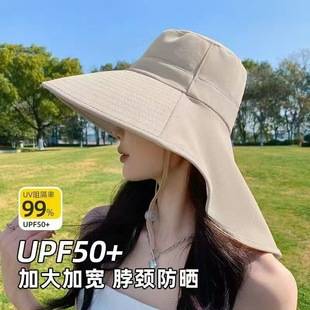 Summer outdoor sun hat with ponytail hole hat female Korean fashion big brim face small shawl fisherman hat