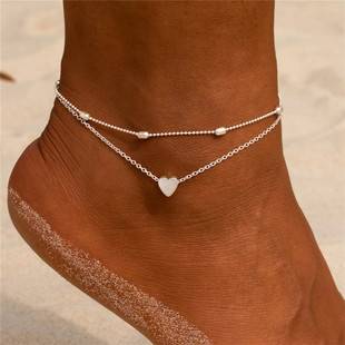 Europe and the United States new anklet fashion ballpoint chain multi-layer love alloy women's foot ornaments beach anklet cross-border jewelry