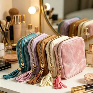 Light Luxury Velvet Jewelry Bag with a High-End Feel, Multi-Layer Velvet Jewelry Storage Bag for Necklaces, Bracelets, and Bangles, Portable Travel Storage Pouch