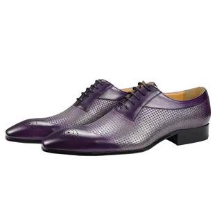 Genuine Leather Men's Shoes Purple Woven Printed Oxford Brock Shoes Formal Fit Shoes Office Wedding Adult