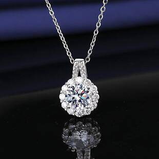 TikTok Live Selling 2 Karat Moissanite Fashion Princess Round Necklace Women's Simple All-match Collar Chain Pendant