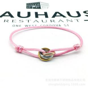 Cross-border big-name peripheral three-color circle woven lucky hand rope high-level temperament ins wind band word bracelet wholesale