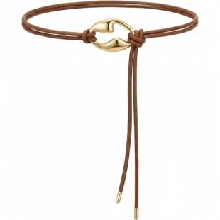 Cross-border high-end knotted belt with plated metal buckle waist chain for dresses, sweaters, cashmere coats, and commuting