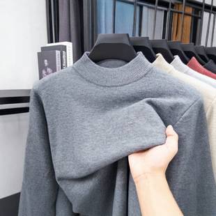 Cross-border foreign trade men's long-sleeve knitted half-turtleneck sweater 2026 autumn and winter solid color simple base shirt top