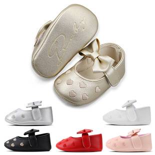 Spring and Autumn Style Embroidered Peach Heart Baby Shoes with Bow for Toddlers Aged 0-1 Years, Soft Sole for Boys and Girls
