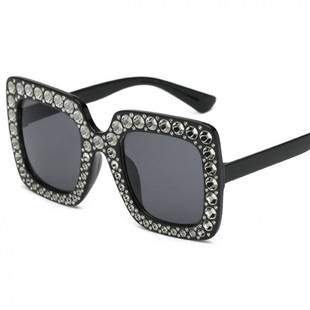 Starry Sky Sunglasses with Diamond-Plated Large Frames, Square Sunglasses, Street Style, Trendy Cross-Border Personality Sunglasses for Women with a High-End Feel