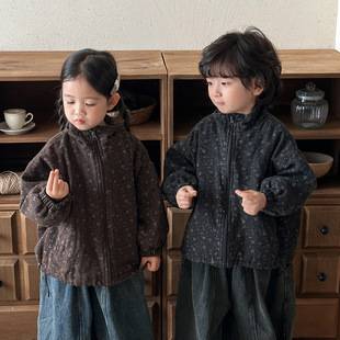 Jiaye Children's Products 2026 Spring and Autumn New Floral Jacket for Kids, Boys and Girls, Forest Style Retro Zipper Jacket