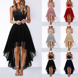 Europe and the United States 2025 spring and summer new Amazon cross-border foreign trade hollow waist chiffon dress dinner lace dress