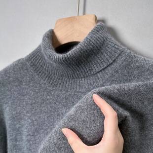 Cross-Border Foreign Trade Wholesale Turtleneck Knitwear for Men in Autumn and Winter Thickeneded and Warm Solid Color Casual Middle-Aged Bottoming Knitwear