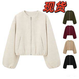 2025 Spring and Autumn Fashion Versatile New Soft Bomber Jacket Cross-Border Amazon Women's Clothing