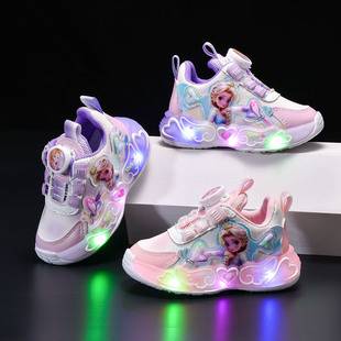 Girls' Sports Shoes with Lights 2026 Spring and Autumn New Style Kindergarten Versatile Lightweight Casual Shoes Girls' Mesh Breathable Shoes