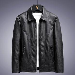 Men's coat spring and autumn comfortable fashion brand handsome texture leather jacket new popular Korean style plus size men's leather jacket
