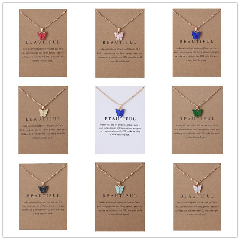 Cross-border new acrylic butterfly pendant necklace clavicle chain jewelry wholesale
