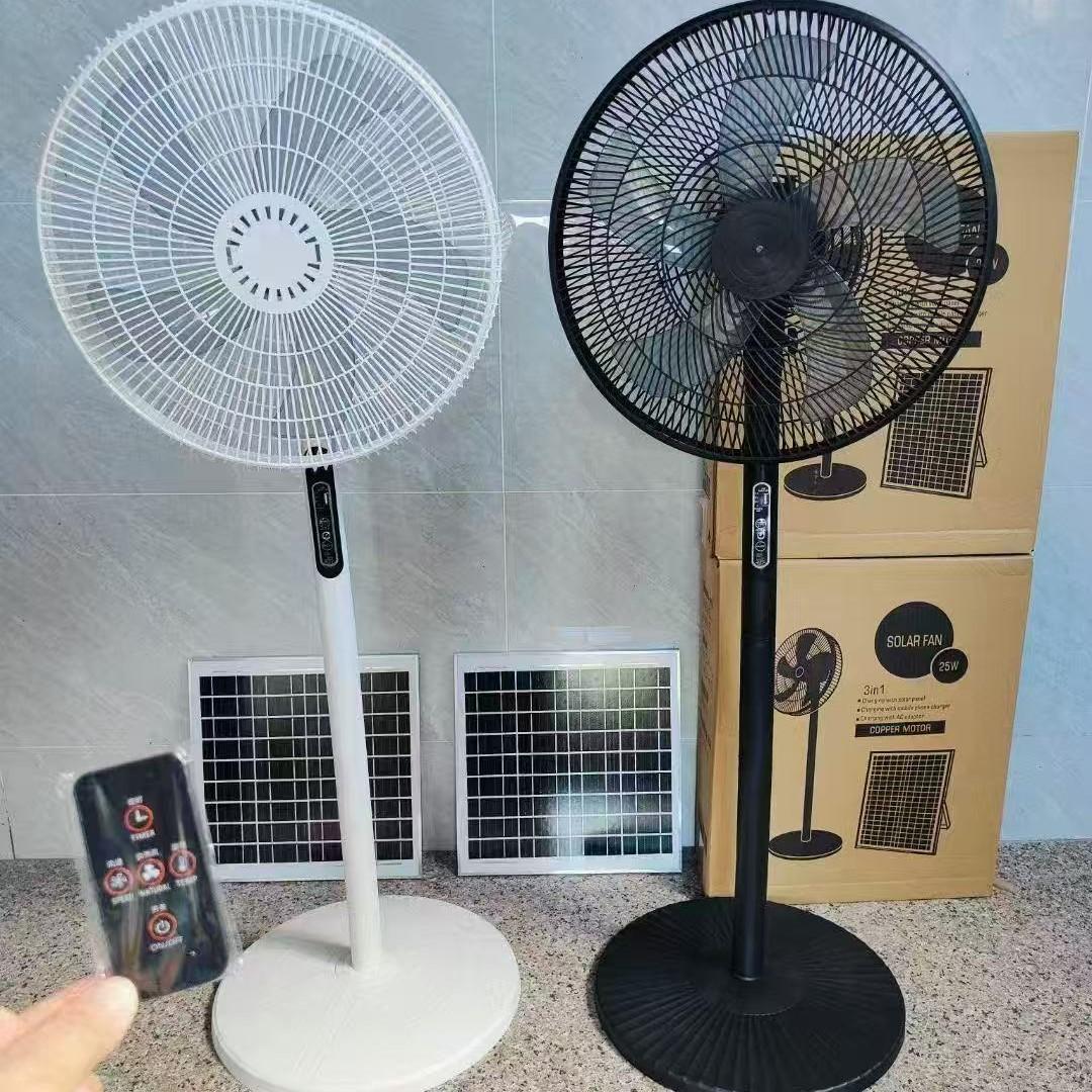 16-inch solar fan rechargeable large endurance large wind home remote control fan floor fan export cross-border