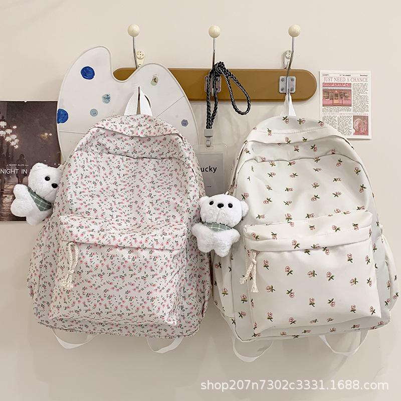 Cross-border Floral Backpack Women's Ins Style High-face Value Early Senior high school Student Schoolbag Small Fresh Leisure Travel Backpack