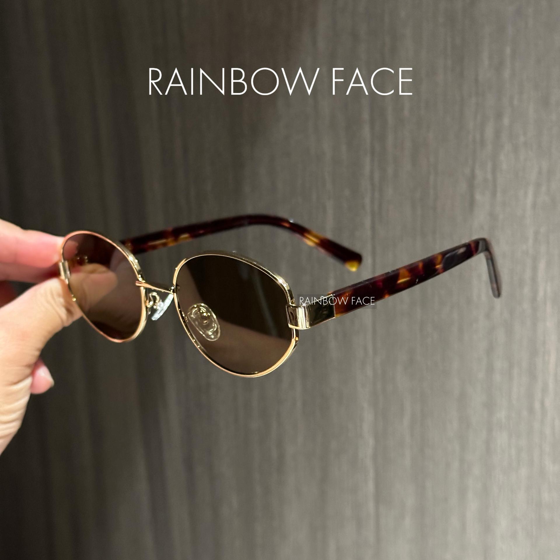 Oval Brown Leopard Print Y2K Retro Old Money Style Sunglasses for Women, Uv Protection, Suitable for Square and Round Faces, Cross-Border