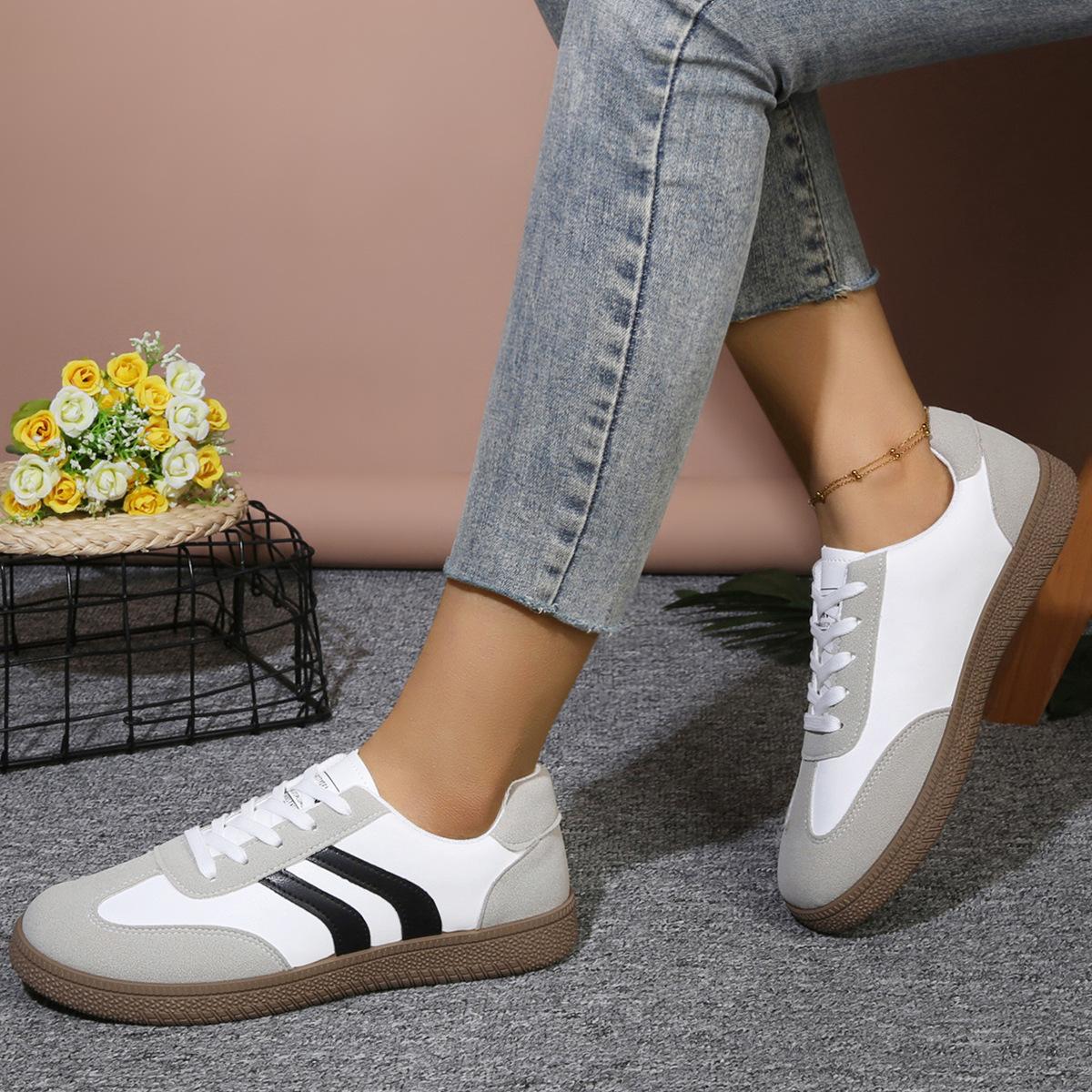 Large Size Women's Retro Casual Sneakers for Spring and Autumn, New Style, European and American Style Lace-Up Casual Versatile Sneakers