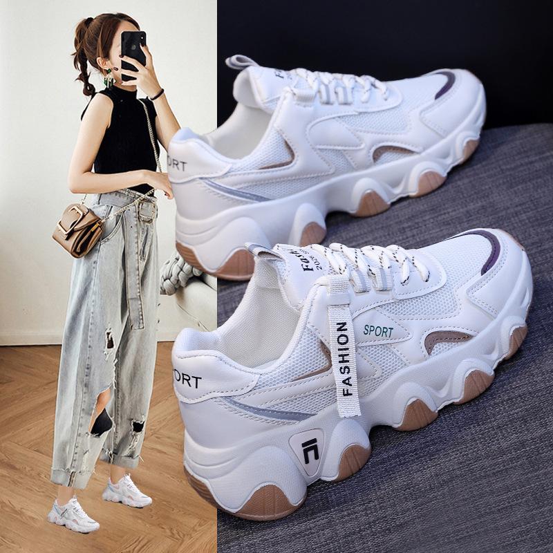 2026 Spring New Breathable Dad Shoes Women's Korean Style Sneakers Ins Thick-Soled Student Running Shoes Women's Shoes 508