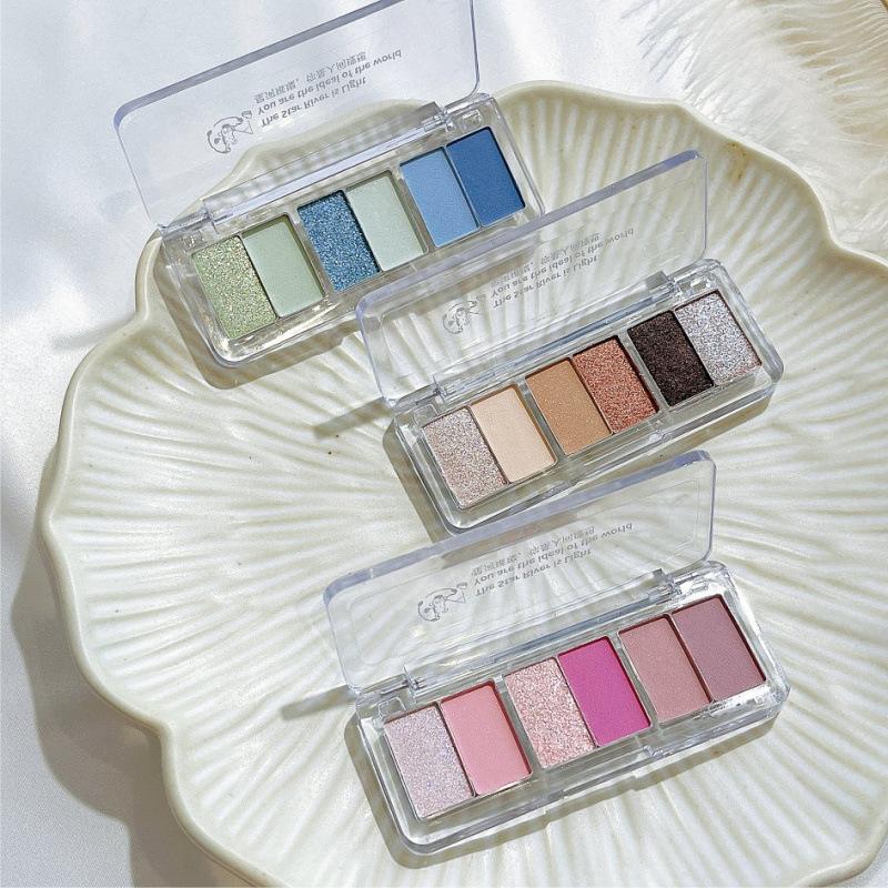 Jaded Jada Smart Six-Color Eyeshadow Palette Dopamine Cool Blue Green Pink Affordable Portable Ruler Eyeshadow
