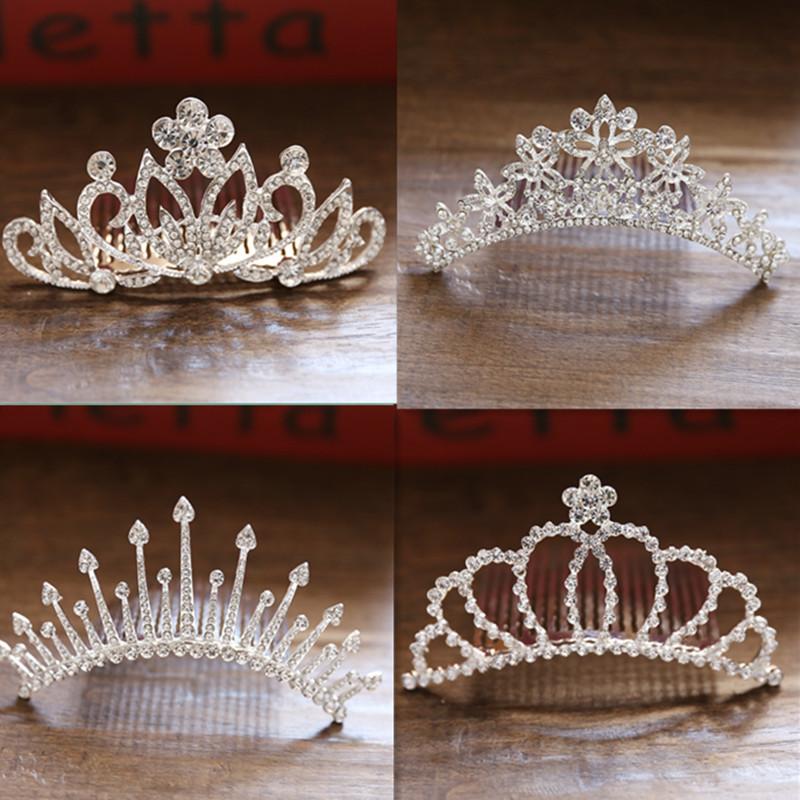 Korean style bride crown jewelry studio wedding headdress rhinestone hair comb hair accessories performance Pearl alloy Crown wholesale