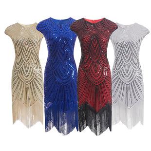 1920 Retro Sequin Skirt Gatsby Dance Tassel Dress Party Banquet Dance Skirt Beaded Toast Dress