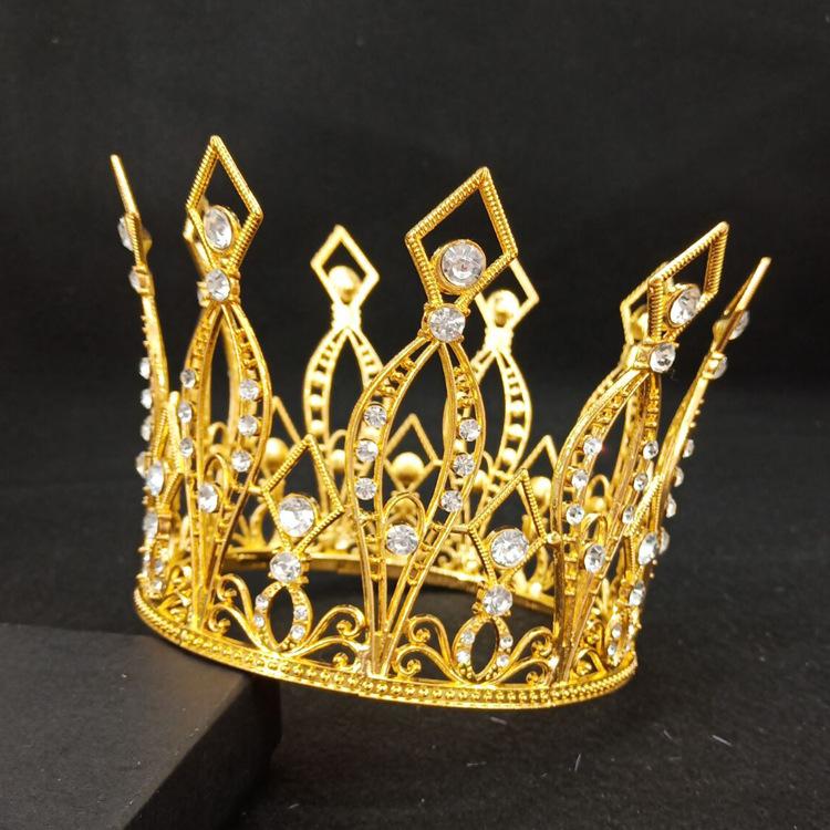 Bride jewelry Korean round metal birthday cake decoration Crown Bride wedding crown factory direct sales