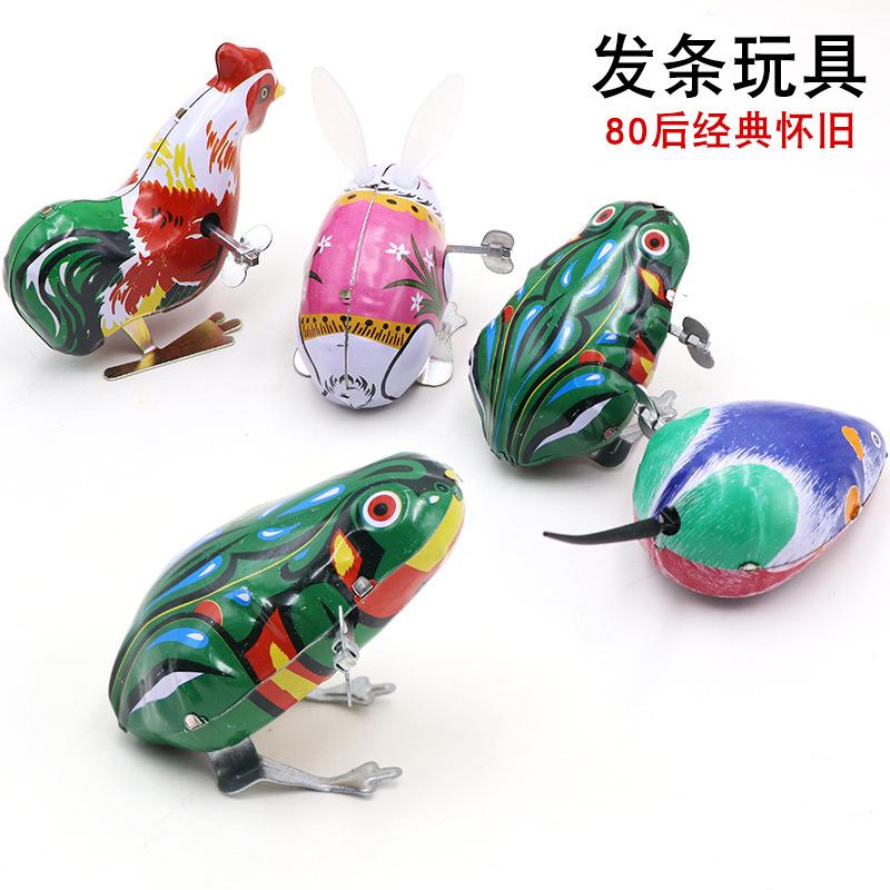 H-01 Tin Frog Nostalgic Clockwork Toy Baby Chain Tin Frog Classic Stall Toy Batch