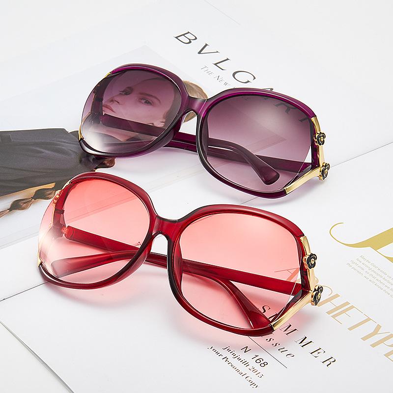 Women's Sunglasses New Fashion Camellia Hollow Dot Paint Rose Sunglasses Trendy Versatile Large Frame Sunglasses