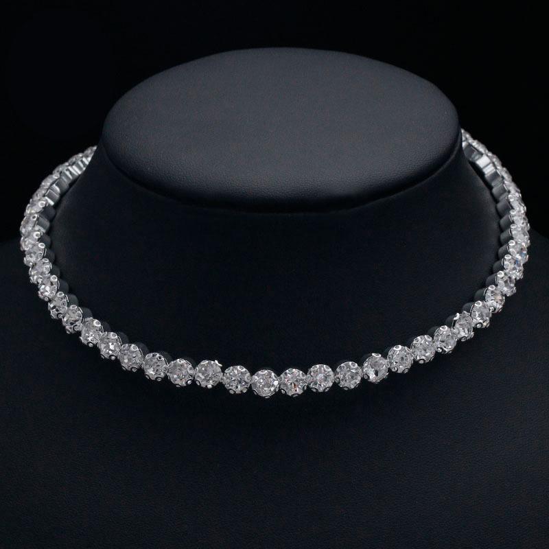 European and American fashion cross-border hot-selling bridal jewelry elegant shiny rhinestone single row collar necklace women's 5425
