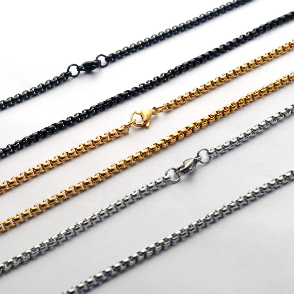 Stainless Steel Square Pearl Necklace Titanium Steel Jewelry with Chain Women's Versatile Chain Wholesale DIY Accessories European and American Men