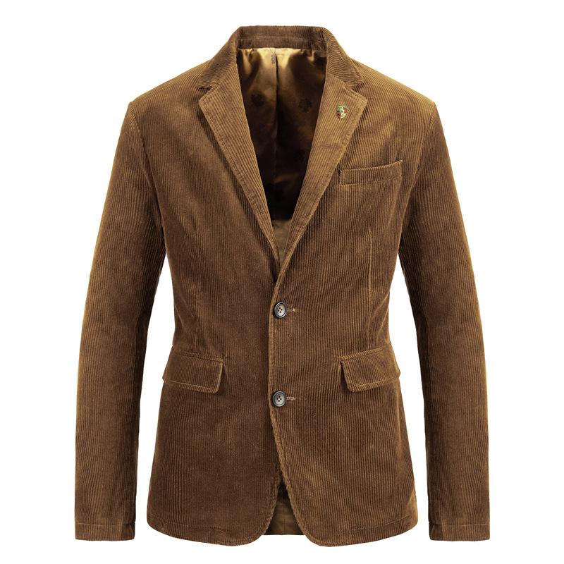 58179 Spring and Autumn New corduroy suit retro casual flat jacket men's solid color suit