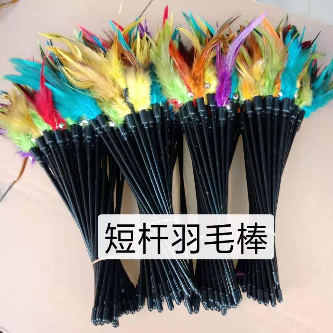 Short Feather Cat Teaser Wand Pet Cat Toy Training Cat Bell Hot-Selling Kitten Toy