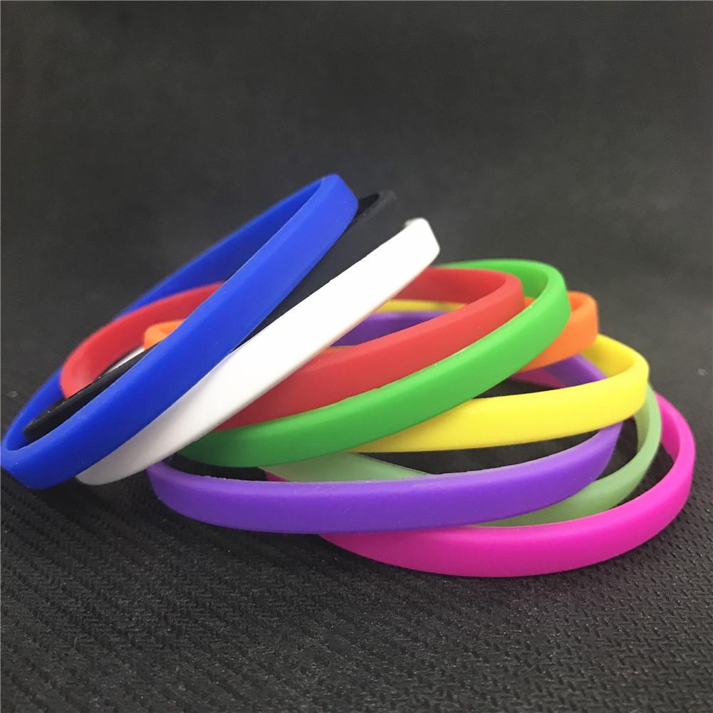 No word 6mm thin width noodles silicone bracelet 10 colors optional fluorescent effect bracelet