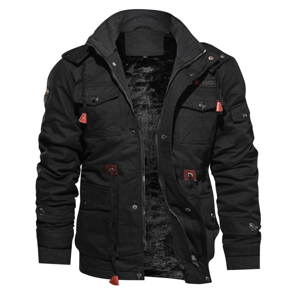 2022 direct autumn and winter new men's detachable hooded velvet padded cotton coat long jacket men's
