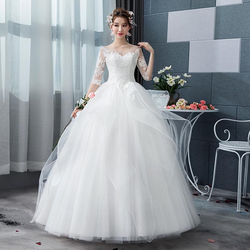 2026 New Wedding Dress, Slimming Puffy Skirt, Floor-Length, Simple Wedding Gown, Korean Style, Princess Starry Sky, Hepburn Style, Outdoor Wedding Dress